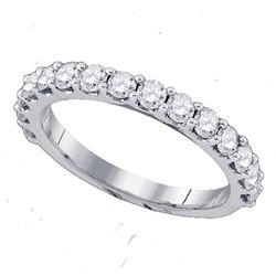 0.26 CTW Pave-set Diamond Single Row Wedding Ring 14KT White Gold - REF-22K4W