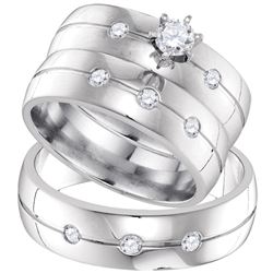 0.50 CTW His & Hers Diamond Solitaire Matching Bridal Ring 10KT White Gold - REF-104M9H