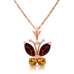 Genuine 0.60 ctw Garnet & Citrine Necklace Jewelry 14KT Rose Gold - REF-23M5T