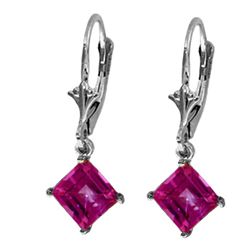 Genuine 3.2 ctw Pink Topaz Earrings Jewelry 14KT White Gold - REF-31N2R