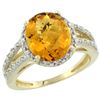 Image 1 : Natural 3.47 ctw Whisky-quartz & Diamond Engagement Ring 14K Yellow Gold - REF-45Y3X