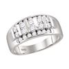 Image 1 : 0.99 CTW Mens Channel-set Diamond Raised Wedding Ring 10KT White Gold - REF-71M9H