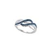 Image 1 : 0.20 CTW Blue Color Diamond Double Row Crossover Ring 10KT White Gold - REF-22W4K