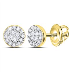 0.15 CTW Princess Diamond Soleil Cluster Earrings 14KT Yellow Gold - REF-18K7W