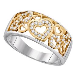 0.21 CTW Diamond Heart Love Ring 10KT Two-tone Gold - REF-30K2W