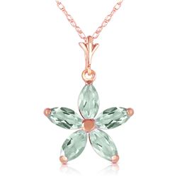 Genuine 1.40 ctw Green Amethyst Necklace Jewelry 14KT Rose Gold - REF-25Z8N