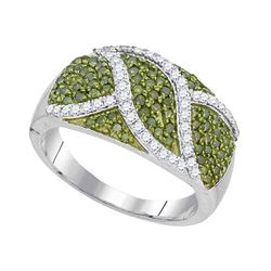 0.75 CTW Green Color Diamond Fashion Ring 10KT White Gold - REF-41F9N