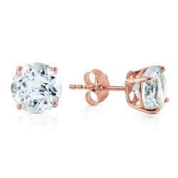 Genuine 3.1 ctw Aquamarine Earrings Jewelry 14KT Rose Gold - REF-32X8M
