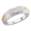 Image 1 : 0.10 CTW Mens Diamond Double Row Wedding Ring 10KT Two-tone Gold - REF-26W9K