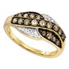 Image 1 : 0.55 CTW Cognac-brown Color Diamond Ring 10KT Yellow Gold - REF-26Y9X