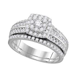 1 CTW Diamond Double Halo Bridal Engagement Ring 14KT White Gold - REF-104X9Y