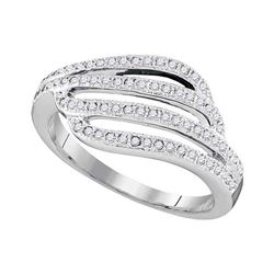 0.33 CTW Diamond Four Row Strand Ring 10KT White Gold - REF-30H2M