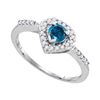 Image 1 : 0.50 CTW Blue Color Diamond Solitaire Heart Ring 10KT White Gold - REF-30Y2X