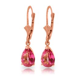 Genuine 2.85 ctw Pink Topaz Earrings Jewelry 14KT Rose Gold - REF-29W3Y