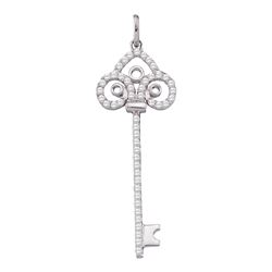 0.50 CTW Diamond Trefoil Key Love Pendant 10KT White Gold - REF-37F5N