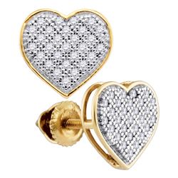 0.15 CTW Diamond Heart Screwback Earrings 10KT Yellow Gold - REF-14N9F