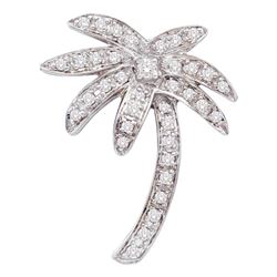 0.25 CTW Diamond Palm Tree Nautical Beach Pendant 14KT White Gold - REF-37M5H