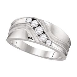 0.41 CTW Mens Diamond Wedding Ring 10KT White Gold - REF-59Y8X