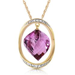 Genuine 10.85 ctw Amethyst & Diamond Necklace Jewelry 14KT Yellow Gold - REF-111M2T