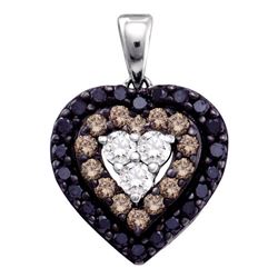 0.50 CTW Black Color Diamond Heart Love Pendant 14KT White Gold - REF-32H9M