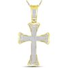 Image 1 : 0.70 CTW Mens Diamond Cross Charm Pendant 10KT Yellow Gold - REF-86W3K