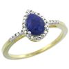 Image 1 : Natural 0.83 ctw lapis-lazuli & Diamond Engagement Ring 14K Yellow Gold - REF-23M8H