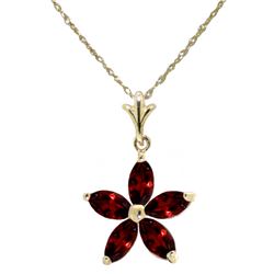 Genuine 1.40 ctw Garnet Necklace Jewelry 14KT Yellow Gold - REF-25M8T