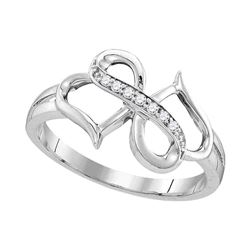 0.05 CTW Diamond Double Heart Infinity Ring 10KT White Gold - REF-13K4W