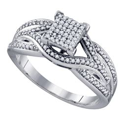 0.33 CTW Diamond Square Cluster Ring 10KT White Gold - REF-44H9M