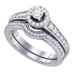 0.75 CTW Diamond Halo Bridal Engagement Ring 14KT White Gold - REF-89K9W