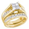 Image 1 : 1 CTW Princess Diamond Bridal Engagement Ring 14KT Yellow Gold - REF-97M4H