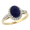 Image 1 : Natural 1.13 ctw Lapis & Diamond Engagement Ring 10K Yellow Gold - REF-24K6R