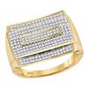 Image 1 : 0.75 CTW Mens Pave-set Diamond Rectangle Cluster Ring 10KT Yellow Gold - REF-89W9K