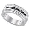 Image 1 : 0.50 CTW Mens Black Color Diamond Wedding Ring 10KT White Gold - REF-71N9F