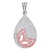 Image 1 : 0.33 CTW Diamond Butterfly Bug Teardrop Pendant 10KT Two-tone Gold - REF-28F4N