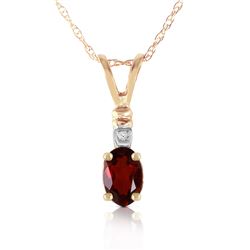 Genuine 0.46 ctw Garnet & Diamond Necklace Jewelry 14KT Yellow Gold - REF-21X6M