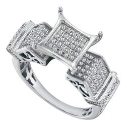 0.38 CTW Pave-set Diamond Square Cluster Ring 10KT White Gold - REF-30H2M