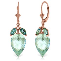 Genuine 23.5 ctw Blue Topaz Earrings Jewelry 14KT Rose Gold - REF-67V9W