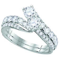 1.46 CTW Diamond 2-stone Bridal Wedding Engagement Ring 14KT White Gold - REF-187Y4X