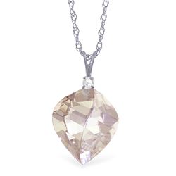 Genuine 12.85 ctw White Topaz & Diamond Necklace Jewelry 14KT White Gold - REF-31W4Y