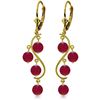 Image 1 : Genuine 4 ctw Ruby Earrings Jewelry 14KT Yellow Gold - REF-63H8X