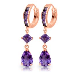 Genuine 5.62 ctw Amethyst Earrings Jewelry 14KT Rose Gold - REF-62V7W