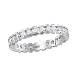 1 CTW Diamond Eternity Wedding Ring 14KT White Gold - REF-87H2M