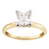 Image 1 : 0.89 CTW Princess Diamond Solitaire Bridal Engagement Ring 14KT Yellow Gold - REF-285Y2X