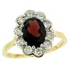 Image 1 : Natural 2.34 ctw Garnet & Diamond Engagement Ring 14K Yellow Gold - REF-82F2N