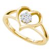 Image 1 : 0.08 CTW Diamond Heart Flower Cluster Ring 10KT Yellow Gold - REF-19X4Y