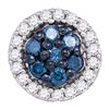Image 1 : 0.45 CTW Blue Color Diamond Cluster Earrings 10KT White Gold - REF-25M4H