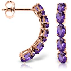Genuine 2.5 ctw Amethyst Earrings Jewelry 14KT Rose Gold - REF-37P4H