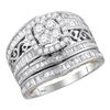 Image 1 : 1.4 CTW Diamond Cluster Bridal Engagement Ring 14KT Two-tone Gold - REF-134F9N
