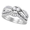 0.74 CTW Diamond 2-stone Bridal Wedding Engagement Ring 14KT White Gold - REF-75W2K